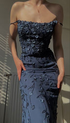 Vintage Navy Blue Spaghetti Straps Classy Prom Dress Sexy Mermaid 17Th Birthday Outfits