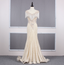 Vintage Off-White Mermaid Crew Neck Fringed Beaded Lace Train Classy Prom Dress