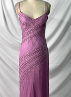 Vintage Pink Mermaid V-Neck Beaded Chiffon Long Classy Prom Dress