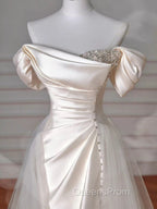 Vintage Sheath Off The Shoulder Satin Long Evening Prom Dress Party Evening Dress