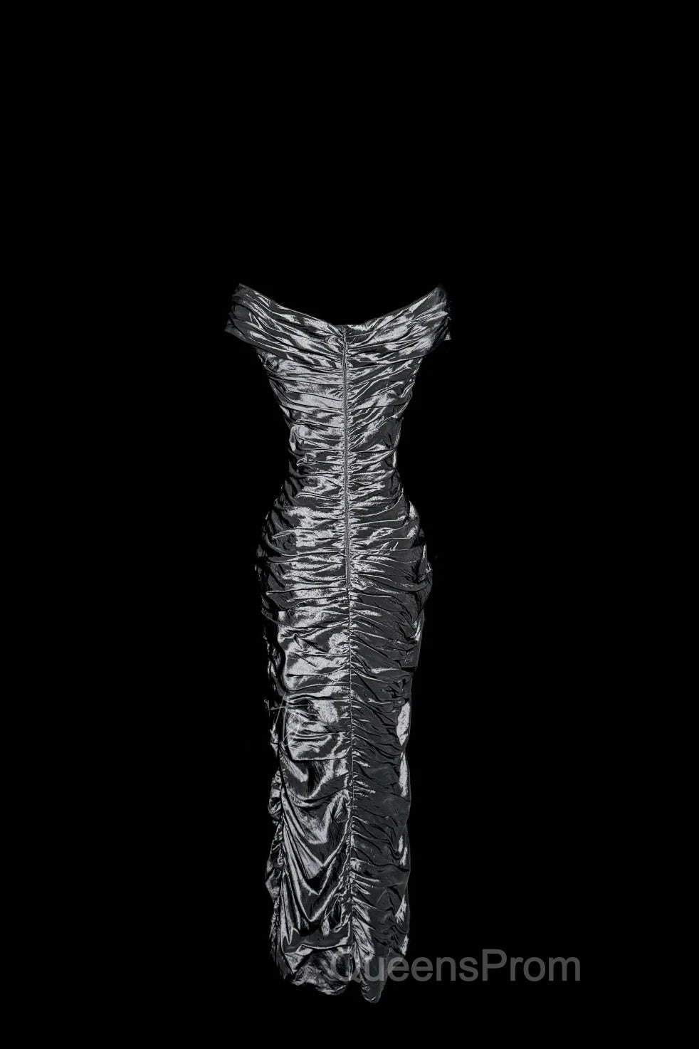 Vintage Sheath Off The Shoulder Silver Gray Sleeveless Long Evening Prom Gown Fairy Evening Prom Dress Secondary image