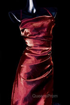 Vintage Sheath Spaghetti Straps Burgundy Ankle Length Evening Prom Dress Birthday Outfits