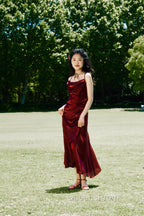 Vintage Sheath Spaghetti Straps Burgundy Ankle Length Evening Prom Dress Birthday Outfits