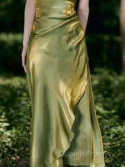 Vintage Sheath Spaghetti Straps Green Shiny Evening Prom Dress Birthday Outfits