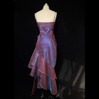 Vintage Spaghetti Straps Asymmetrical Midi Length Party Dress