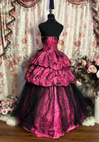 Vintage Sweetheart Neck Hot Pink Tulle Satin Layered Ball Gown Classy Quinceanera Dress With Bow