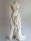 Vintage Unique Long Lace Classy Prom Dress Wedding Dress Bridal Gown