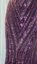 Vintage V Neck Dark Purple Chiffon Sequin Mermaid Long Party Gown Classy Evening Dress