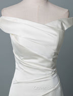 Vintage Wedding Dress Mermaid Off The Shoulder Sleeveless Pleated Satin Fabric With Train Traditional Dress For Bride