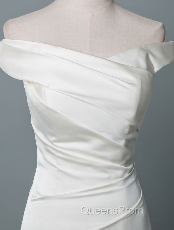 Vintage Wedding Dress Mermaid Off The Shoulder Sleeveless Pleated Satin Fabric With Train Traditional Dress For Bride