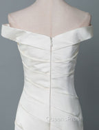 Vintage Wedding Dress Mermaid Off The Shoulder Sleeveless Pleated Satin Fabric With Train Traditional Dress For Bride