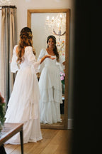 Vintage White Lace Wedding Gown, Ruffle Bridal Dress