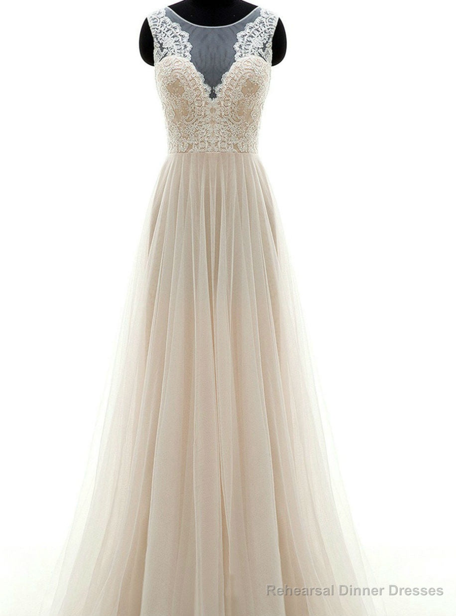 Wedding Gown Sexy Open Back Wedding Dress A line Bridal Dress Illusion Lace Main image