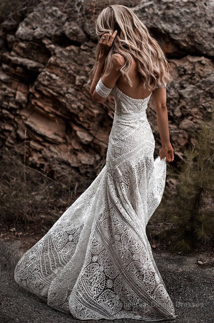 Gorgeous Sweetheart Low Back Lace Wedding Dresses Long Bridal Dress Secondary image