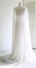 Weitese Dress Evening Prom Dress Stores White Bridal Long Tulle Cape Sleeves With Embroidered Lace Appliques Long Wedding Dress Party Dress Formal Wear Dress