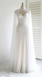 Weitese Dress Evening Prom Dress Stores White Bridal Long Tulle Cape Sleeves With Embroidered Lace Appliques Long Wedding Dress Party Dress Formal Wear Dress