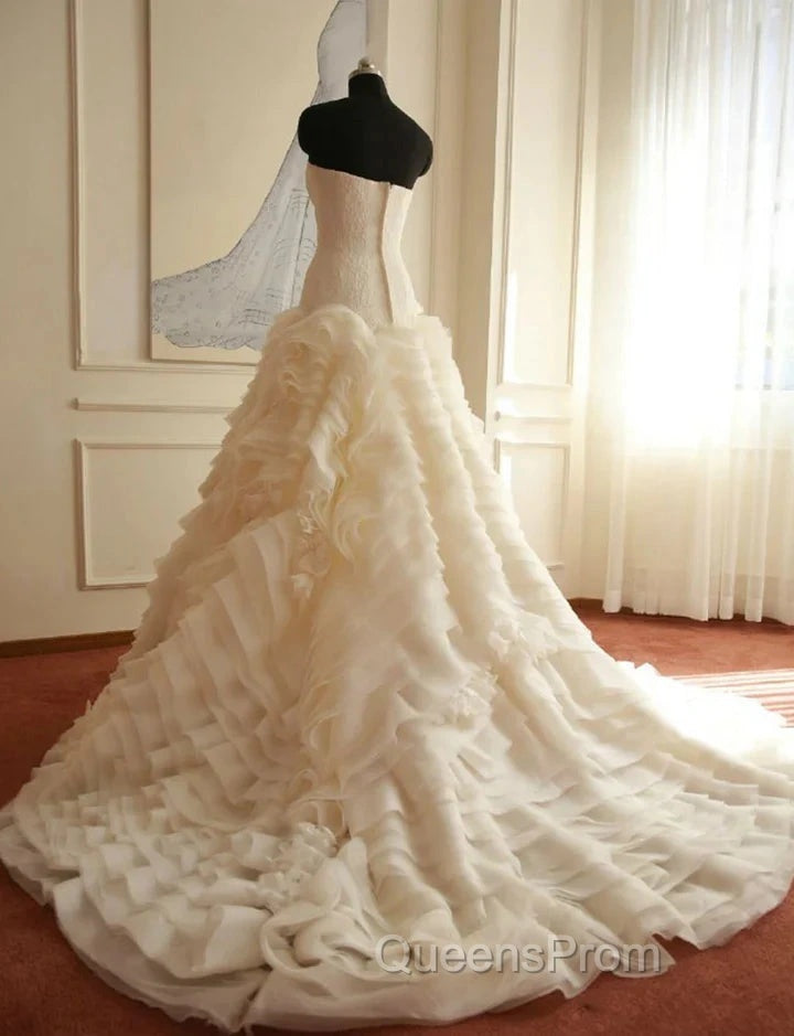 Weitese Formal WomenS Dress Ivory Elegant Strapless Puffy Tiered Ball Gown Evening Prom Dress Wedding Dress Evening Prom Dress Stores Secondary image