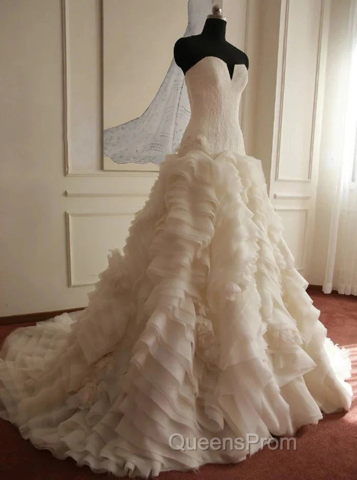 Weitese Formal WomenS Dress Ivory Elegant Strapless Puffy Tiered Ball Gown Evening Prom Dress Wedding Dress Evening Prom Dress Stores