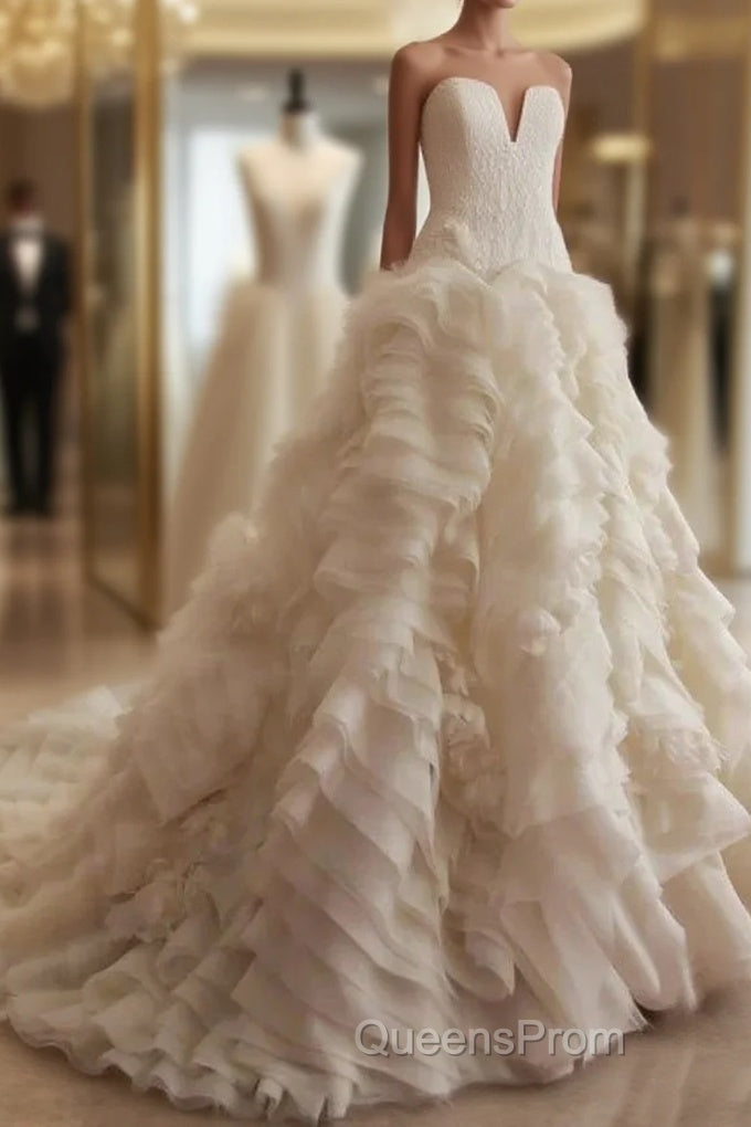 Weitese Formal WomenS Dress Ivory Elegant Strapless Puffy Tiered Ball Gown Evening Prom Dress Wedding Dress Evening Prom Dress Stores Main image