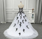 Weitese Formal WomenS Dress Strapless Beautiful White And Black Long Evening Prom Dress Ball Gown Wedding Dress Evening Prom Clothing