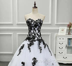 Weitese Formal WomenS Dress Strapless Beautiful White And Black Long Evening Prom Dress Ball Gown Wedding Dress Evening Prom Clothing