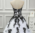 Weitese Formal WomenS Dress Strapless Beautiful White And Black Long Evening Prom Dress Ball Gown Wedding Dress Evening Prom Clothing