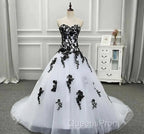 Weitese Formal WomenS Dress Strapless Beautiful White And Black Long Evening Prom Dress Ball Gown Wedding Dress Evening Prom Clothing