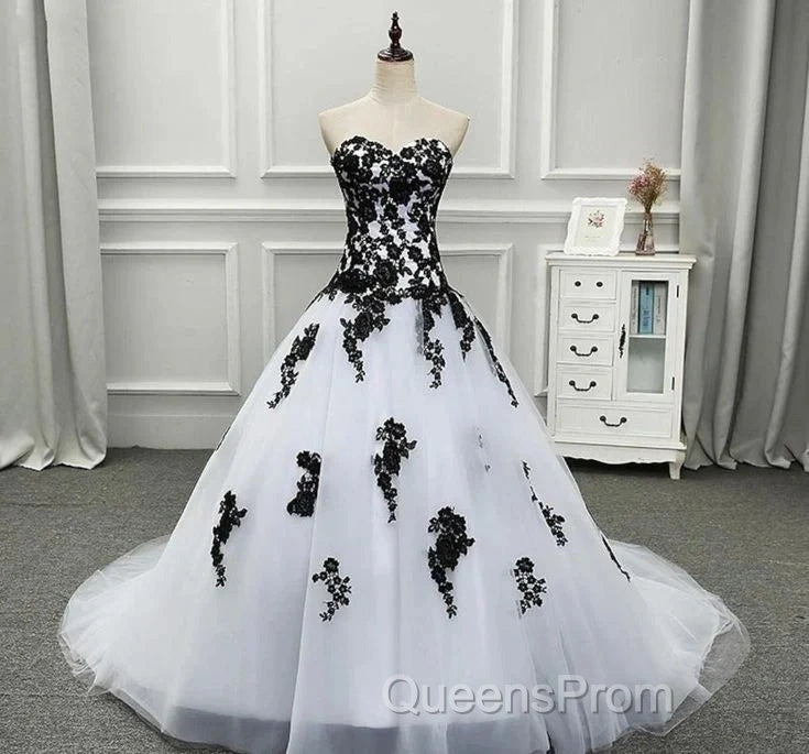 Weitese Formal WomenS Dress Strapless Beautiful White And Black Long Evening Prom Dress Ball Gown Wedding Dress Evening Prom Clothing