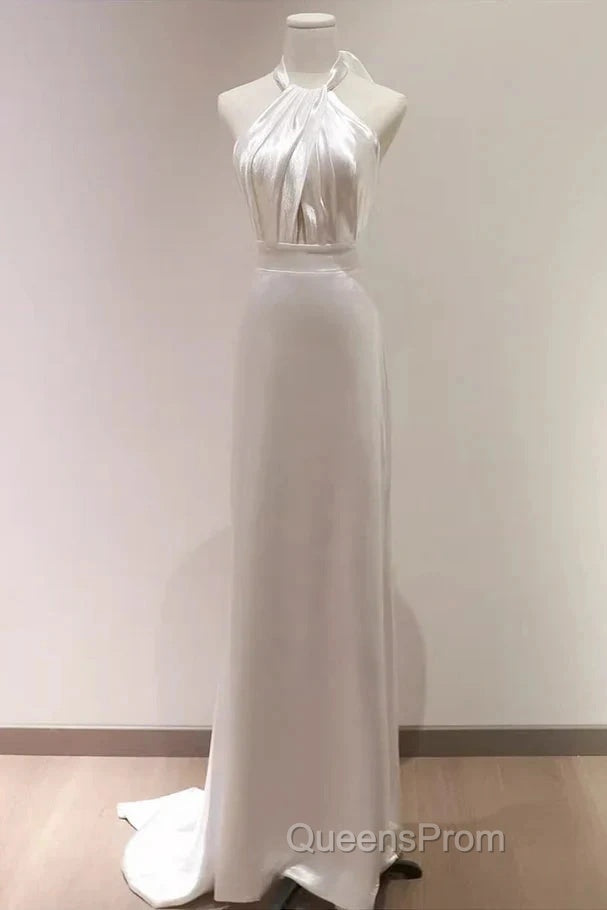 Weitese Formal WomenS Dress White Halter Light Wedding Dress Bride Dress Fishtail Evening Dress Evening Prom Dress Stores
