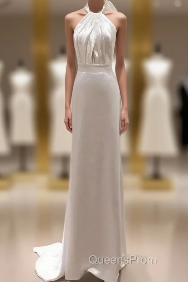 Weitese Formal WomenS Dress White Halter Light Wedding Dress Bride Dress Fishtail Evening Dress Evening Prom Dress Stores Main image
