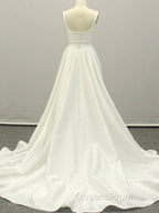 White A lien satin long Evening Prom Dress , white long bridesmaid Dress