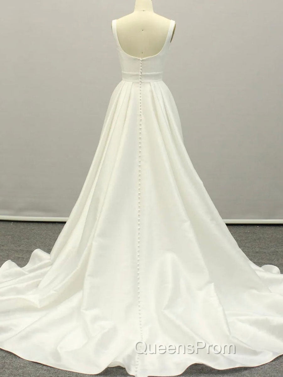 White A lien satin long Evening Prom Dress , white long bridesmaid Dress