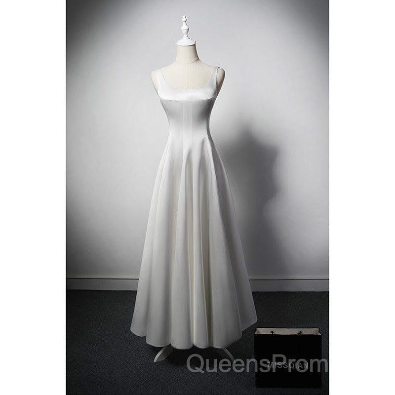 White A Line Satin Evening Prom Dress French Style Formal Dress Secondary image