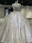 White Ball Gown Tulle Sequins Beading Straps Wedding Dress