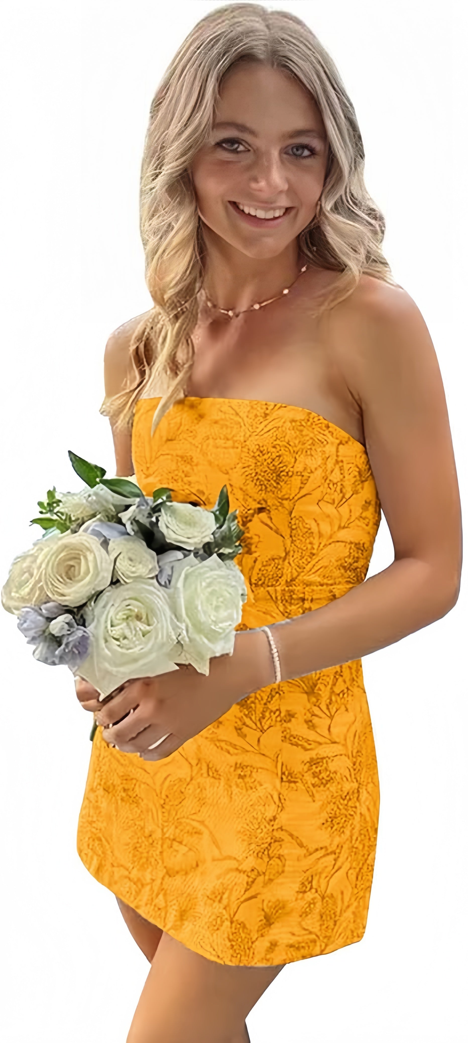 White Blue Floral Homecoming Dress Strapless Short Classy Prom Dress,