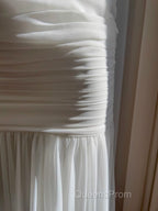 White Bodycon Dress Strapless Chiffon Long Evening Prom Dress Simple Evening Dress