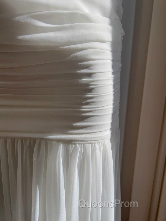White Bodycon Dress Strapless Chiffon Long Evening Prom Dress Simple Evening Dress