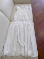 White Bodycon Dress Strapless Chiffon Long Evening Prom Dress Simple Evening Dress