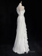 White Bodycon Satin Tulle Long Evening Prom Dress Simple Wedding Dress