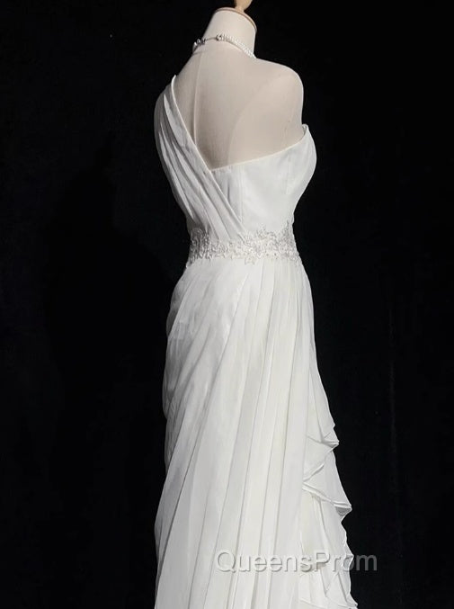 White Bodycon Satin Tulle Long Evening Prom Dress Simple Wedding Dress