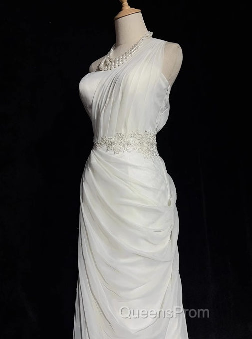 White Bodycon Satin Tulle Long Evening Prom Dress Simple Wedding Dress