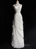 White Bodycon Satin Tulle Long Evening Prom Dress Simple Wedding Dress