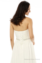 White Chiffon Sweetheart With Beading Pleats Bridesmaid Dresses