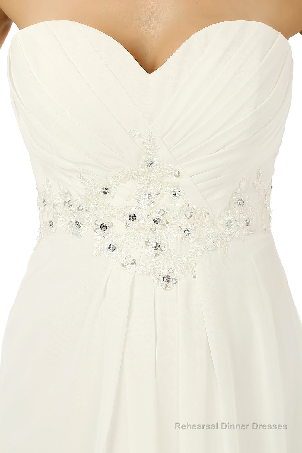 White Chiffon Sweetheart With Pleats Beading Bridesmaid Dresses