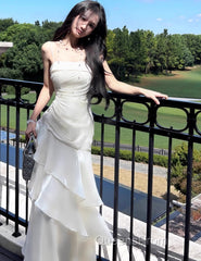 White Enchanted Evening Prom Dress For Party&Birthday&Graduation-Ruffled Layered Fairytale Evening Dress