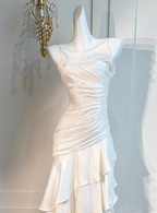 Vintage-Inspired Birthday Party Dress Under $160 White Ruffled Layered Fairytale Graduation Classy Prom Dress