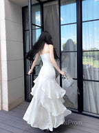 White Enchanted Evening Prom Dress For Party&Birthday&Graduation-Ruffled Layered Fairytale Evening Dress