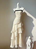 Vintage-Inspired Birthday Party Dress Under $160 White Ruffled Layered Fairytale Graduation Classy Prom Dress