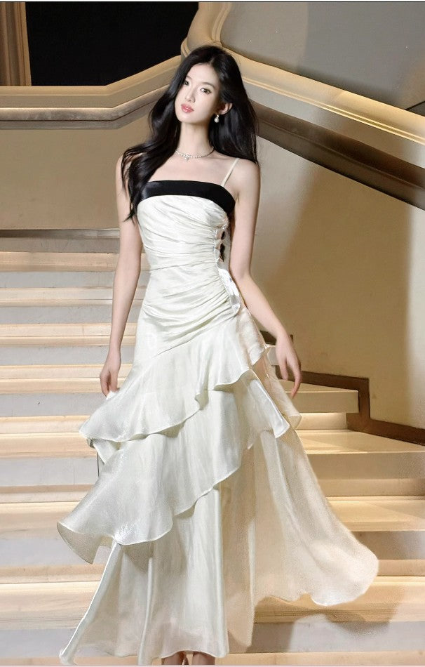 Vintage-Inspired Birthday Party Dress Under $160 White Ruffled Layered Fairytale Graduation Classy Prom Dress