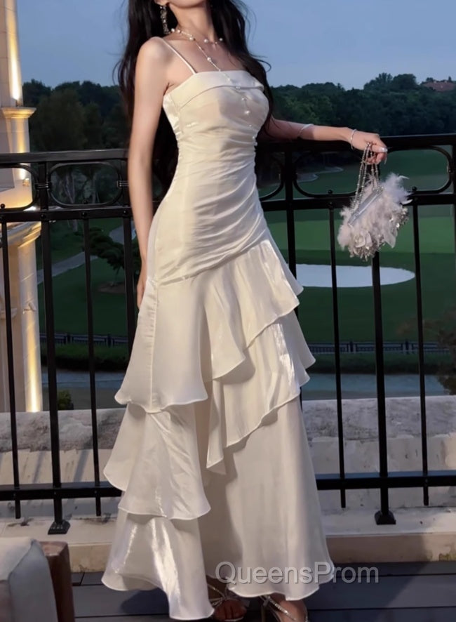 White Enchanted Evening Prom Dress For Party&Birthday&Graduation-Ruffled Layered Fairytale Evening Dress